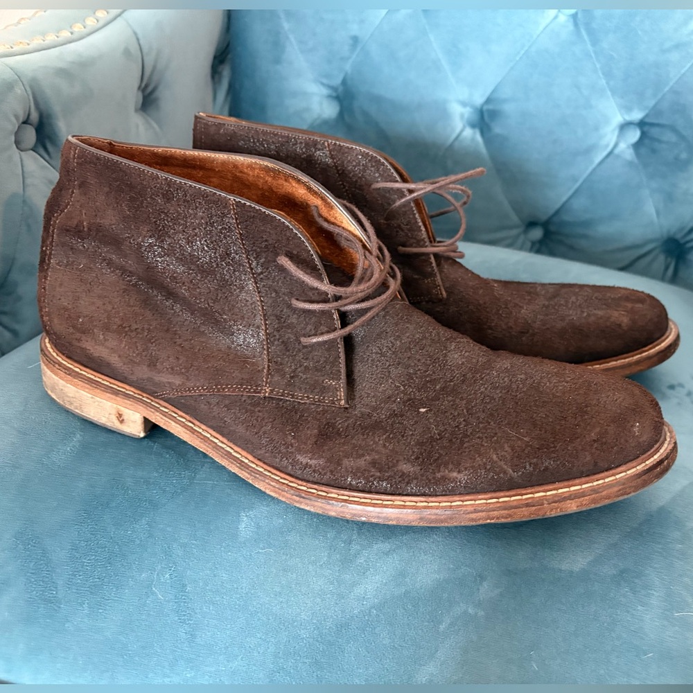 John Varvatos Dark Brown Chukka Boots size 13, handmade in Italy